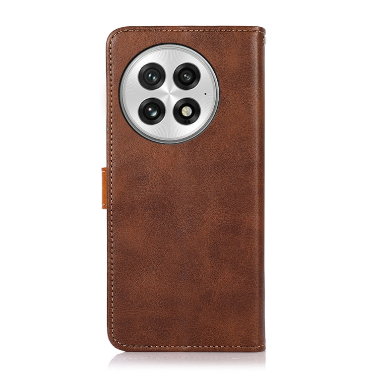 For OnePlus 13 KHAZNEH Dual-color Cowhide Texture Flip Leather Phone Case(Brown) - OnePlus Cases by buy2fix | Online Shopping UK | buy2fix