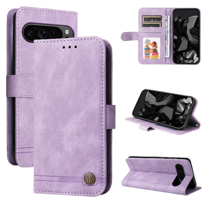 For Google Pixel 9 Pro Skin Feel Life Tree Metal Button Leather Phone Case(Purple) by buy2fix