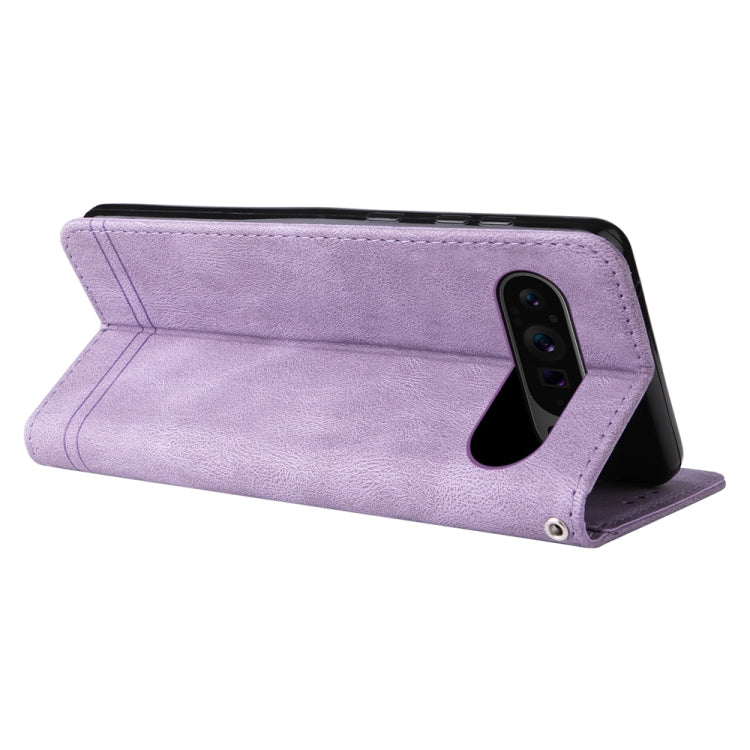 For Google Pixel 9 Pro Skin Feel Life Tree Metal Button Leather Phone Case(Purple) by buy2fix