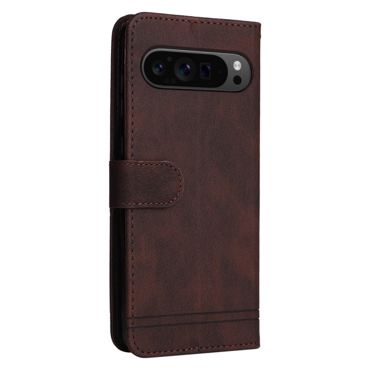 For Google Pixel 9 Pro Skin Feel Life Tree Metal Button Leather Phone Case(Brown) by buy2fix