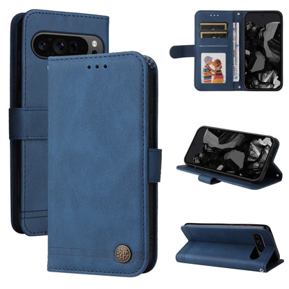 For Google Pixel 9 Pro Skin Feel Life Tree Metal Button Leather Phone Case(Blue) by buy2fix