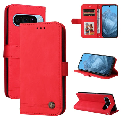 For Google Pixel 9 Skin Feel Life Tree Metal Button Leather Phone Case(Red) by buy2fix