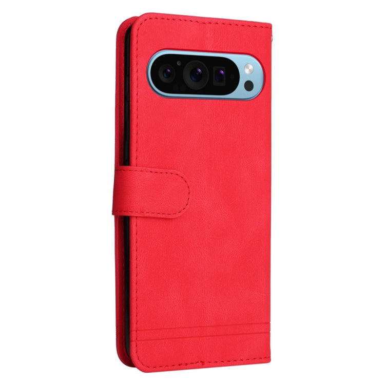 For Google Pixel 9 Skin Feel Life Tree Metal Button Leather Phone Case(Red) by buy2fix