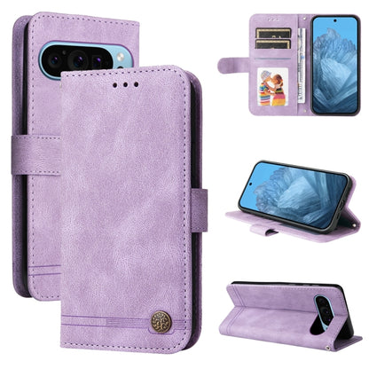 For Google Pixel 9 Skin Feel Life Tree Metal Button Leather Phone Case(Purple) by buy2fix