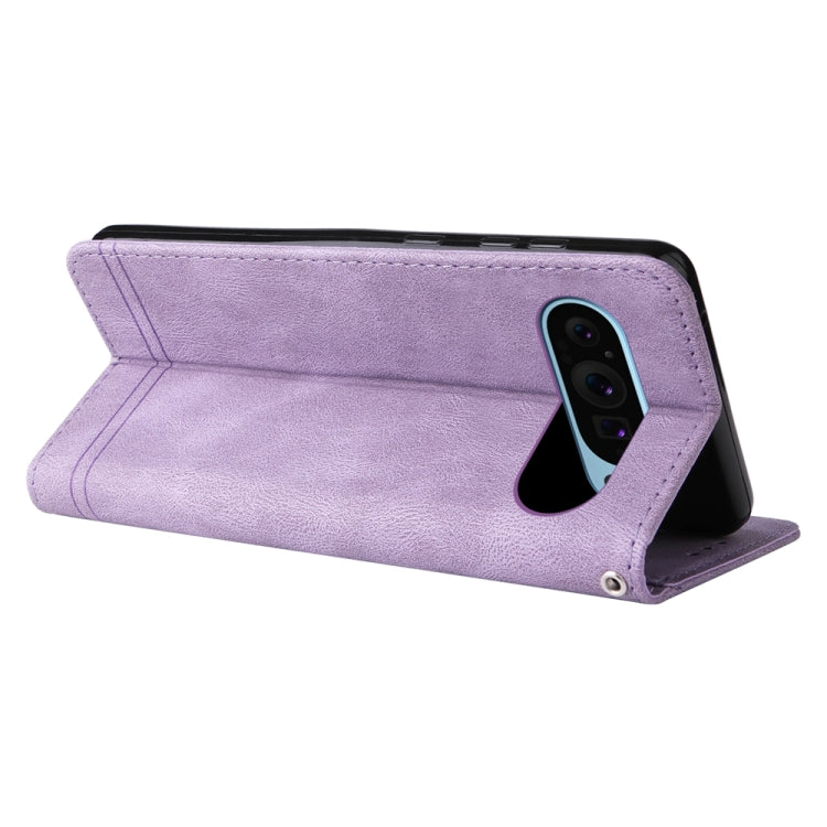 For Google Pixel 9 Skin Feel Life Tree Metal Button Leather Phone Case(Purple) by buy2fix