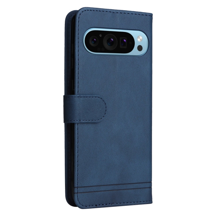 For Google Pixel 9 Skin Feel Life Tree Metal Button Leather Phone Case(Blue) by buy2fix