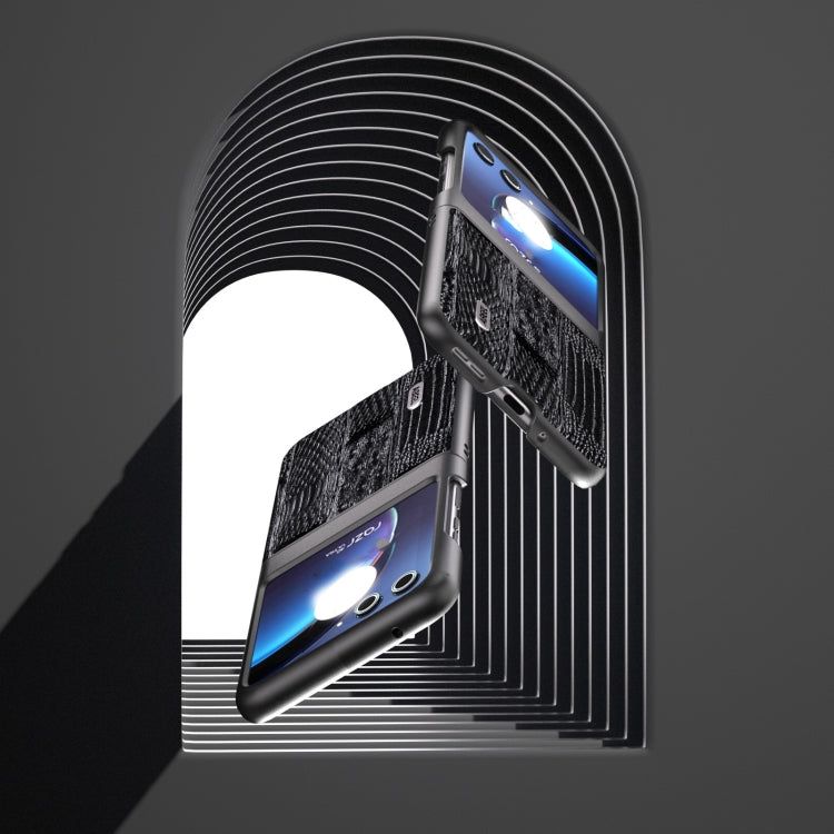 For Motorola Razr 40 Ultra ABEEL Genuine Leather Mahjong Pattern Black Edge Phone Case(Black) by buy2fix