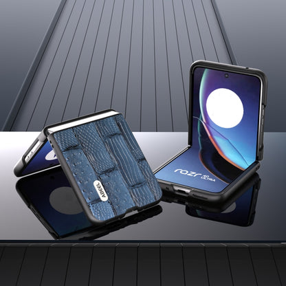 For Motorola Razr 40 Ultra ABEEL Genuine Leather Mahjong Pattern Black Edge Phone Case(Blue) - Motorola Cases by buy2fix | Online Shopping UK | buy2fix