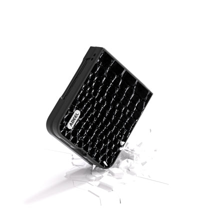 For Motorola Razr 50 Ultra ABEEL Genuine Leather Crocodile Pattern Black Edge Phone Case(Black) - Motorola Cases by buy2fix | Online Shopping UK | buy2fix
