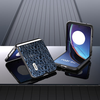 For Motorola Razr 40 Ultra ABEEL Genuine Leather Canopy Black Edge Phone Case(Blue) - Motorola Cases by buy2fix | Online Shopping UK | buy2fix