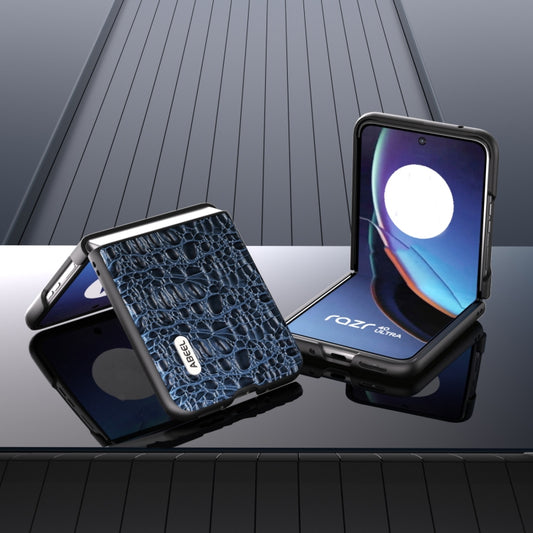For Motorola Razr 40 Ultra ABEEL Genuine Leather Canopy Black Edge Phone Case(Blue) - Motorola Cases by buy2fix | Online Shopping UK | buy2fix