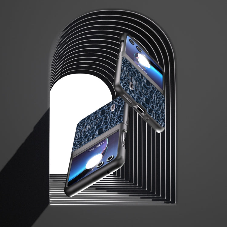 For Motorola Razr 40 Ultra ABEEL Genuine Leather Canopy Black Edge Phone Case(Blue) - Motorola Cases by buy2fix | Online Shopping UK | buy2fix