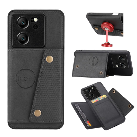 For Xiaomi 13T / Redmi K60 Ultra Double Buckle Card Slots Magnetic Phone Case(Black) - Xiaomi Cases by buy2fix | Online Shopping UK | buy2fix