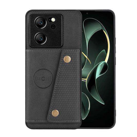 For Xiaomi 13T / Redmi K60 Ultra Double Buckle Card Slots Magnetic Phone Case(Black) - Xiaomi Cases by buy2fix | Online Shopping UK | buy2fix