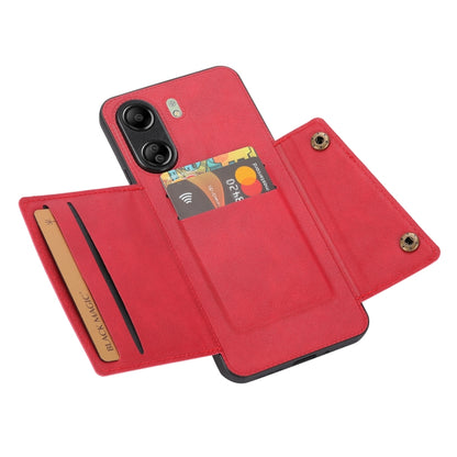 For Xiaomi Redmi 13C 4G / Poco C65 Double Buckle Card Slots Magnetic Phone Case(Red) by buy2fix