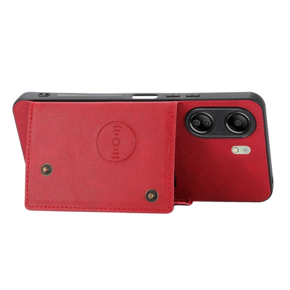 For Xiaomi Redmi 13C 4G / Poco C65 Double Buckle Card Slots Magnetic Phone Case(Red) by buy2fix