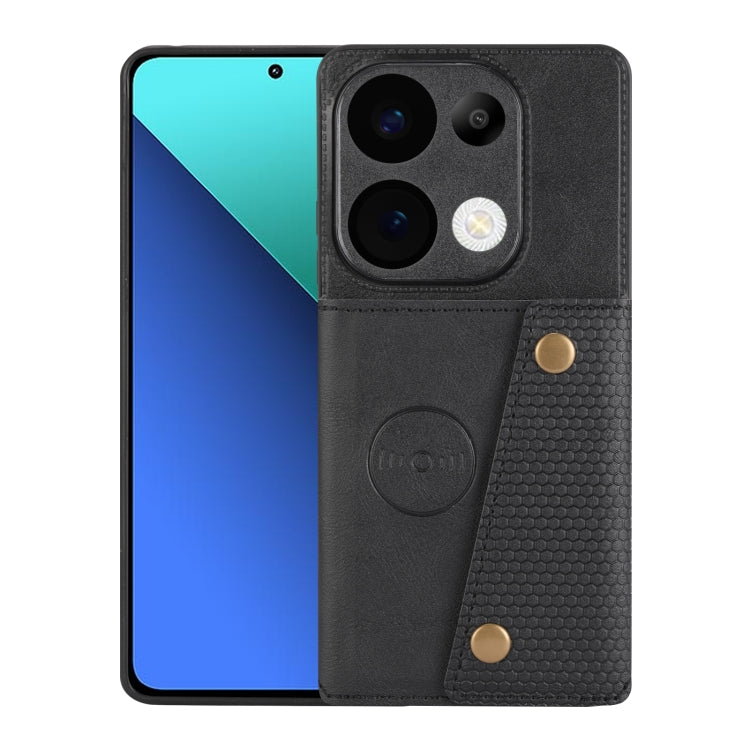 For Xiaomi Redmi Note 13 Pro 4G Global Double Buckle Card Slots Magnetic Phone Case(Black) - Xiaomi Cases by buy2fix | Online Shopping UK | buy2fix