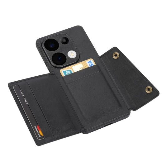 For Xiaomi Redmi Note 13 Pro 4G Global Double Buckle Card Slots Magnetic Phone Case(Black) - Xiaomi Cases by buy2fix | Online Shopping UK | buy2fix