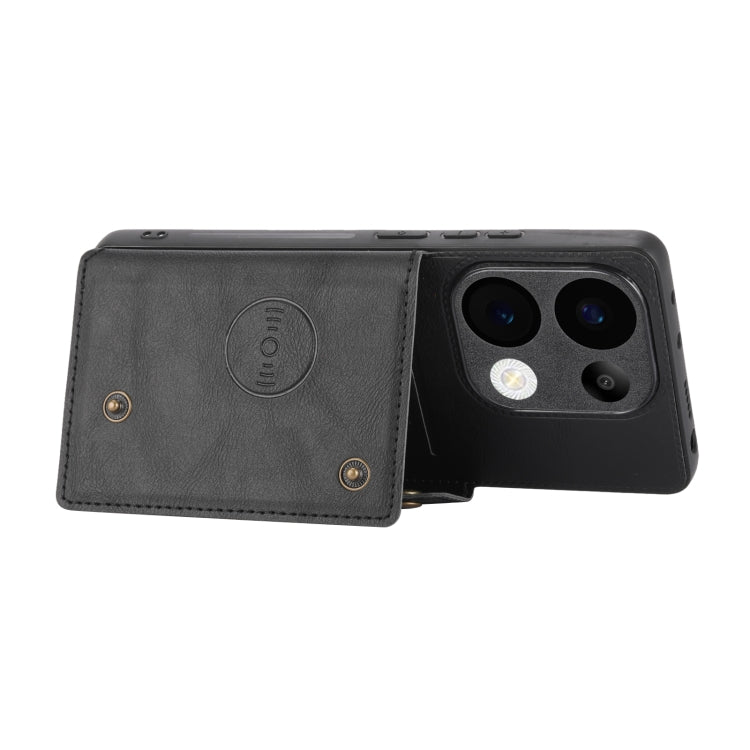 For Xiaomi Redmi Note 13 Pro 4G Global Double Buckle Card Slots Magnetic Phone Case(Black) - Xiaomi Cases by buy2fix | Online Shopping UK | buy2fix