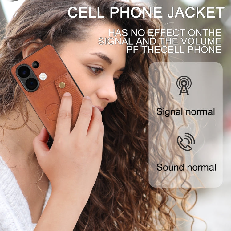 For Xiaomi Redmi Note 13 4G Global Double Buckle Card Slots Magnetic Phone Case(Brown) - Xiaomi Cases by buy2fix | Online Shopping UK | buy2fix