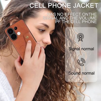 For Xiaomi Redmi Note 13 4G Global Double Buckle Card Slots Magnetic Phone Case(Brown) - Xiaomi Cases by buy2fix | Online Shopping UK | buy2fix