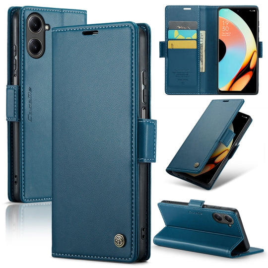 For Realme 10 Pro 5G CaseMe 023 Butterfly Buckle Litchi Texture RFID Anti-theft Leather Phone Case(Blue)