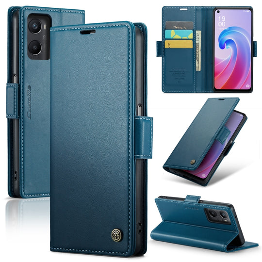 For Realme 9i 4G CaseMe 023 Butterfly Buckle Litchi Texture RFID Anti-theft Leather Phone Case(Blue)