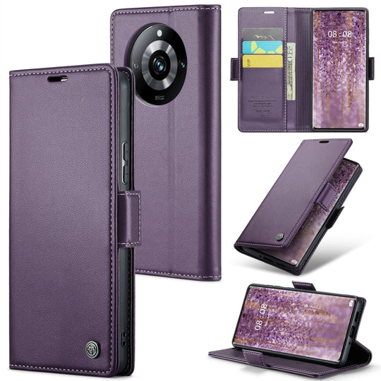 For Realme 11 Pro/11 Pro+ CaseMe 023 Butterfly Buckle Litchi Texture RFID Anti-theft Leather Phone Case(Pearly Purple)