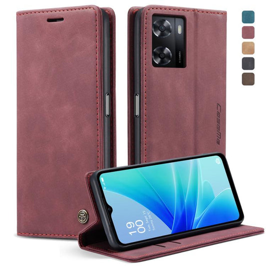 For OPPO A57 4G Global/A57S 4G Global/A77 4G Global CaseMe 013 Multifunctional Horizontal Flip Leather Phone Case(Wine Red) - OPPO Cases by CaseMe | Online Shopping UK | buy2fix