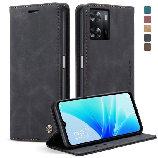 For OPPO A57 4G Global/A57S 4G Global/A77 4G Global CaseMe 013 Multifunctional Horizontal Flip Leather Phone Case(Black)