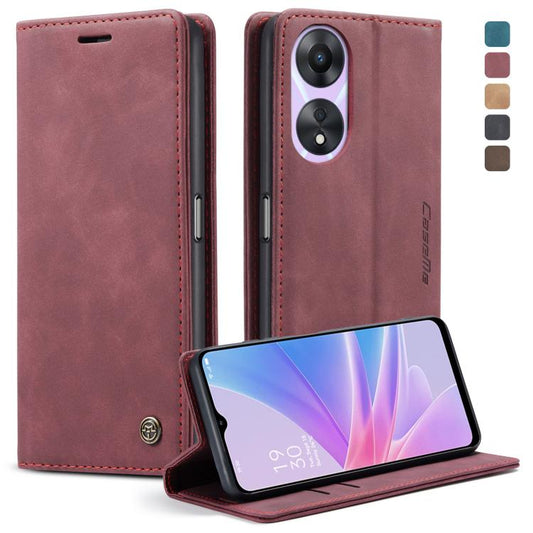 For OPPO A78 5G Global / A1X 5G CaseMe 013 Multifunctional Horizontal Flip Leather Phone Case(Wine Red) - OPPO Cases by CaseMe | Online Shopping UK | buy2fix
