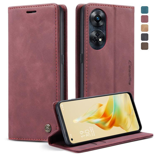 For OPPO Reno8 T 4G CaseMe 013 Multifunctional Horizontal Flip Leather Phone Case(Wine Red)