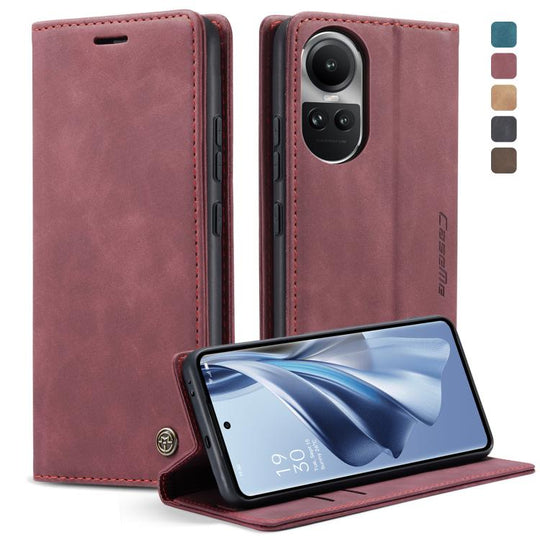For OPPO Reno10 5G Global／Reno10 Pro Global CaseMe 013 Multifunctional Horizontal Flip Leather Phone Case(Wine Red)