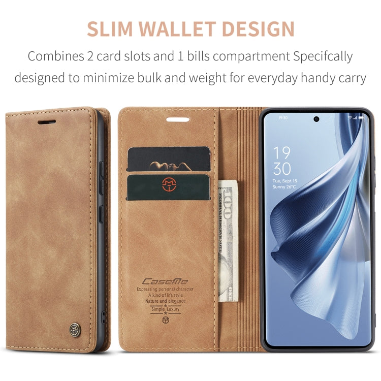 For OPPO Reno10 5G Global／Reno10 Pro Global CaseMe 013 Multifunctional Horizontal Flip Leather Phone Case(Brown) - OPPO Cases by CaseMe | Online Shopping UK | buy2fix