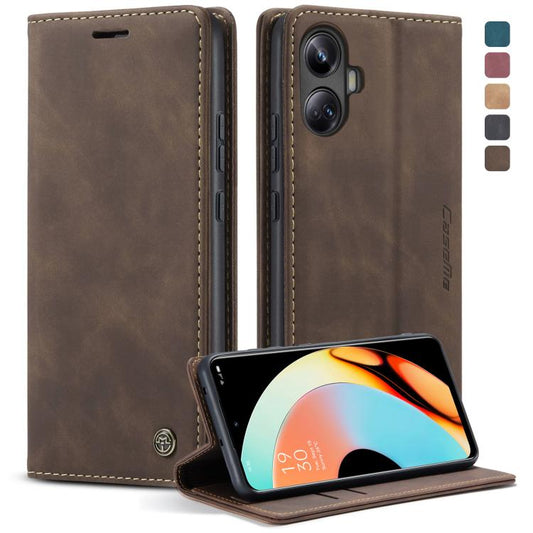 For Realme 10 Pro+ CaseMe 013 Multifunctional Horizontal Flip Leather Phone Case(Coffee) - Realme Cases by CaseMe | Online Shopping UK | buy2fix