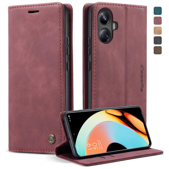 For Realme 10 Pro+ CaseMe 013 Multifunctional Horizontal Flip Leather Phone Case(Wine Red)