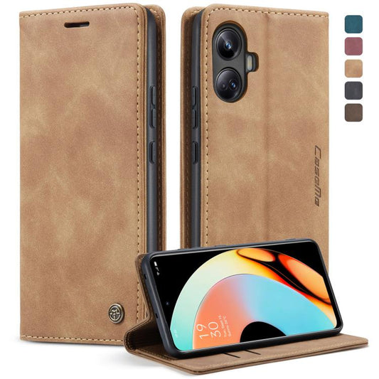 For Realme 10 Pro+ CaseMe 013 Multifunctional Horizontal Flip Leather Phone Case(Brown) - Realme Cases by CaseMe | Online Shopping UK | buy2fix