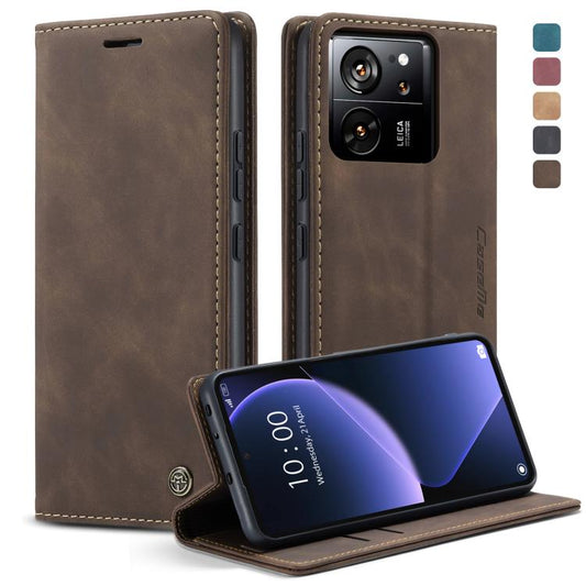 For Xiaomi 13T/13T Pro CaseMe 013 Multifunctional Horizontal Flip Leather Phone Case(Coffee) - Xiaomi Cases by CaseMe | Online Shopping UK | buy2fix