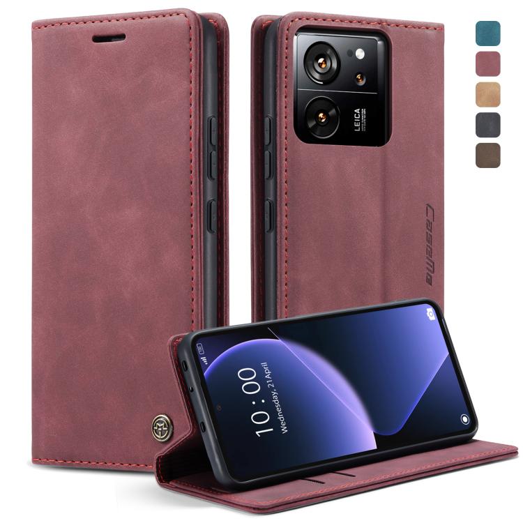 For Xiaomi 13T/13T Pro CaseMe 013 Multifunctional Horizontal Flip Leather Phone Case(Wine Red) - Xiaomi Cases by CaseMe | Online Shopping UK | buy2fix