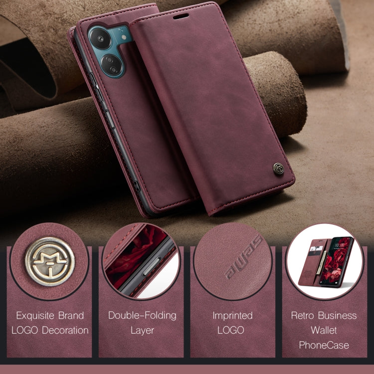 For Xiaomi Redmi 13C 4G Global / 13C 5G CaseMe 013 Multifunctional Horizontal Flip Leather Phone Case(Wine Red) - Xiaomi Cases by CaseMe | Online Shopping UK | buy2fix