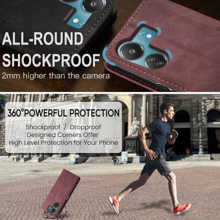 For Xiaomi Redmi 13C 4G Global / 13C 5G CaseMe 013 Multifunctional Horizontal Flip Leather Phone Case(Wine Red) - Xiaomi Cases by CaseMe | Online Shopping UK | buy2fix