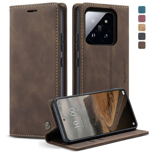 For Xiaomi 14 CaseMe 013 Multifunctional Horizontal Flip Leather Phone Case(Coffee) - Xiaomi Cases by CaseMe | Online Shopping UK | buy2fix