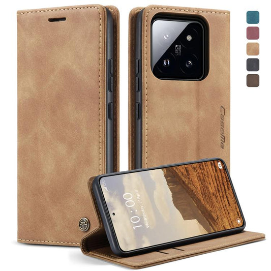 For Xiaomi 14 CaseMe 013 Multifunctional Horizontal Flip Leather Phone Case(Brown) - Xiaomi Cases by CaseMe | Online Shopping UK | buy2fix