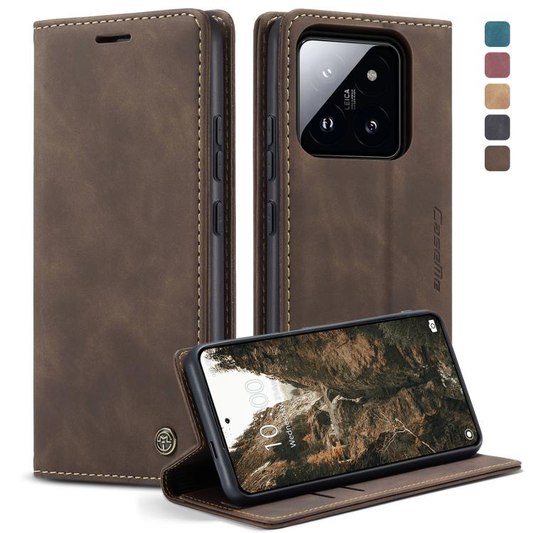 For Xiaomi 14 Pro CaseMe 013 Multifunctional Horizontal Flip Leather Phone Case(Coffee) by CaseMe