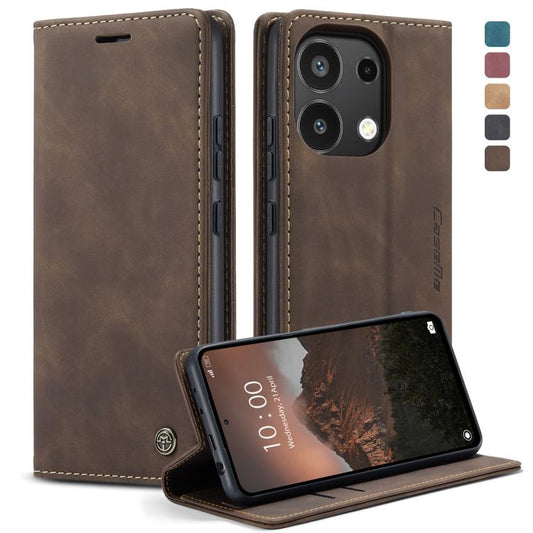 For Xiaomi Redmi Note 13 4G CaseMe 013 Multifunctional Horizontal Flip Leather Phone Case(Coffee) - Xiaomi Cases by CaseMe | Online Shopping UK | buy2fix