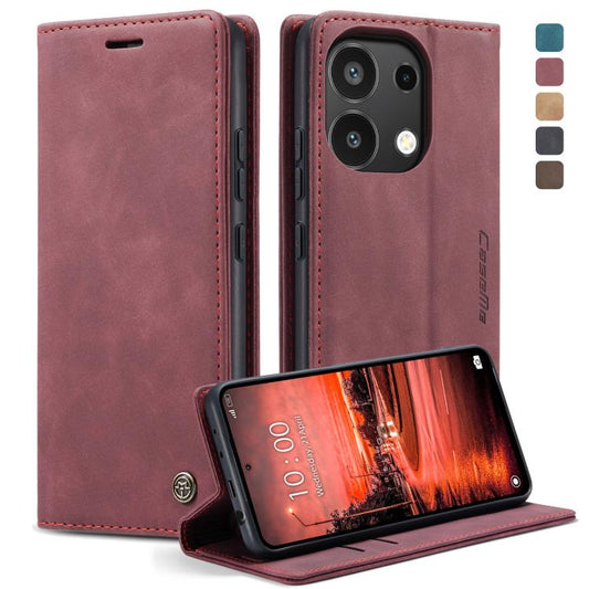For Xiaomi Redmi Note 13 4G CaseMe 013 Multifunctional Horizontal Flip Leather Phone Case(Wine Red) - Xiaomi Cases by CaseMe | Online Shopping UK | buy2fix