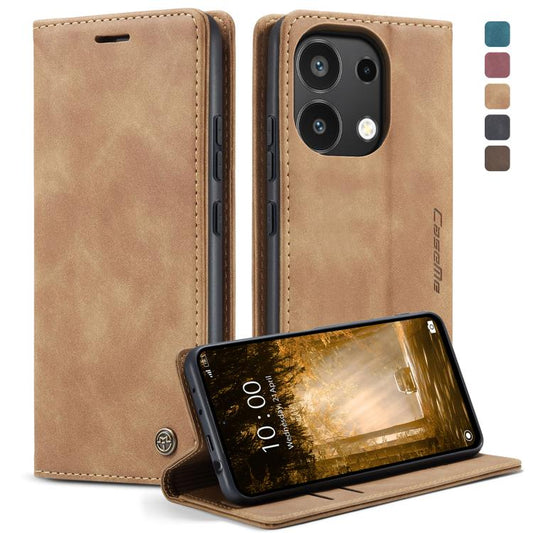 For Xiaomi Redmi Note 13 4G CaseMe 013 Multifunctional Horizontal Flip Leather Phone Case(Brown) - Xiaomi Cases by CaseMe | Online Shopping UK | buy2fix