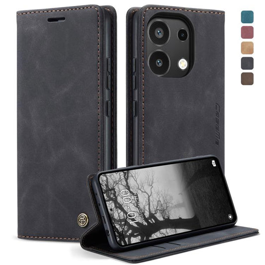 For Xiaomi Redmi Note 13 4G CaseMe 013 Multifunctional Horizontal Flip Leather Phone Case(Black) - Xiaomi Cases by CaseMe | Online Shopping UK | buy2fix