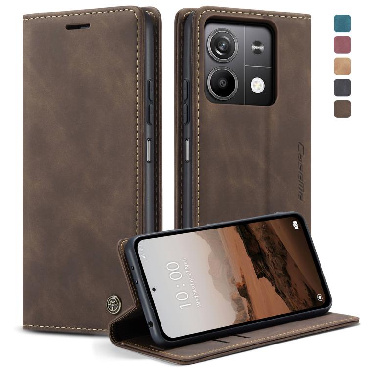 For Xiaomi Redmi Note 13 5G CaseMe 013 Multifunctional Horizontal Flip Leather Phone Case(Coffee) - Xiaomi Cases by CaseMe | Online Shopping UK | buy2fix