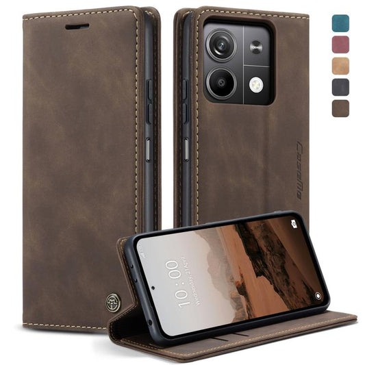 For Xiaomi Redmi Note 13 5G CaseMe 013 Multifunctional Horizontal Flip Leather Phone Case(Coffee) - Xiaomi Cases by CaseMe | Online Shopping UK | buy2fix